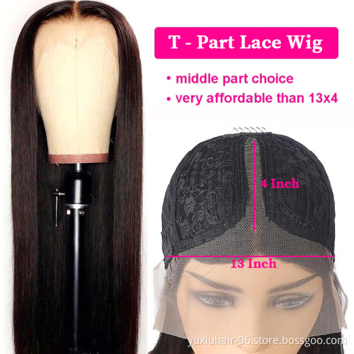 Natural color  Brazilian Human Hair T lace HD Transparent Lace Front Wigs with Pre-Plucked Virgin hair Wigs For Black Women